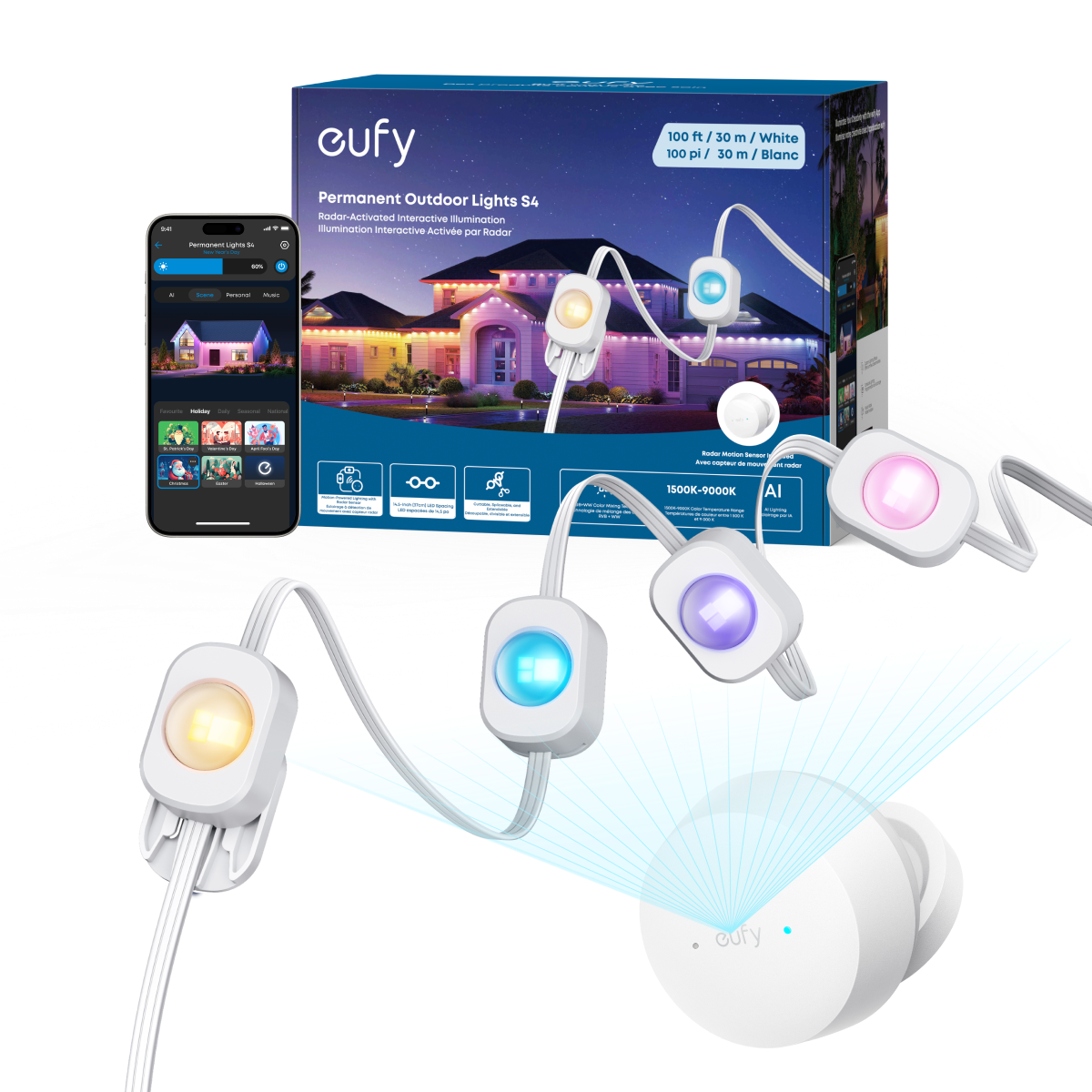 Zewnętrzne lampki eufy S4 – 30m z 72LED