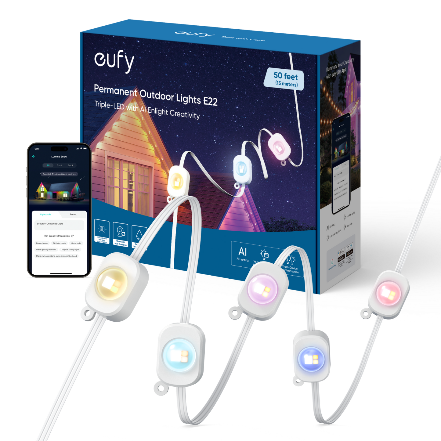 Eufy Lampy zewnętrzne stałe E22 (15 m z 30 lampkami)